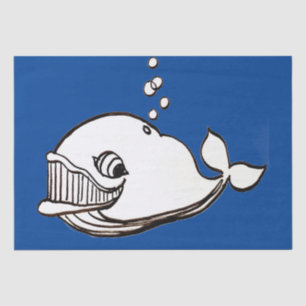 Walvis cartoon tekenen op regenboog diamant schild tissuepapier