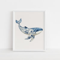 Walvis – Coastal Blue op Beige Wall Art