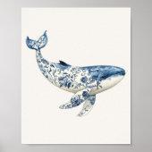 Walvis – Coastal Blue op Beige Wall Art Poster (Voorkant)