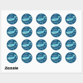 Walvis Dank Je Nautilische Strand Marineblauwe Oce Ronde Sticker (Vel)