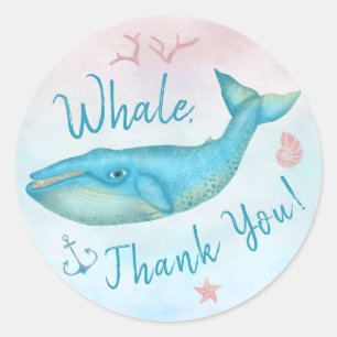 Walvis Dank Je Nautilus Strand Teal Blauwe Oceaan  Ronde Sticker