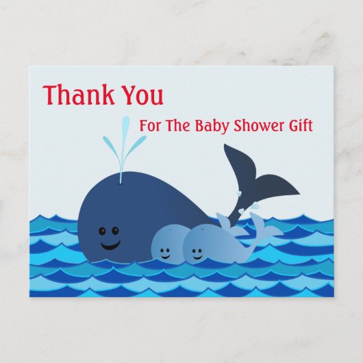 Walvis, Dank je Tweeling Baby Shower Ansichtkaart Briefkaart (Voorkant)
