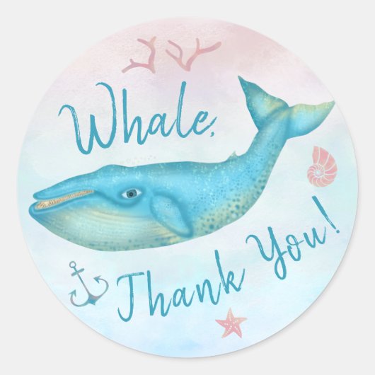 Walvis Dank Je Wel Zee Blauw Oceaan Zee Ronde Sticker (Voorkant)