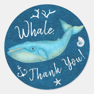 Walvis Dank u Nautical Beach Navy Blue Ocean Zee Ronde Sticker