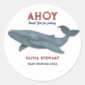 Walvis Dank u Nautisch Baby shower Ronde Sticker (Voorkant)