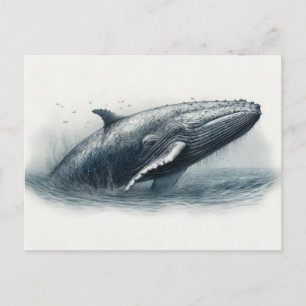 Walvis die uit de oceaan springt illustratie briefkaart