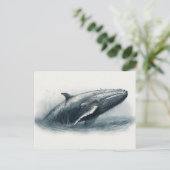 Walvis die uit de oceaan springt illustratie briefkaart (Staand voorkant)