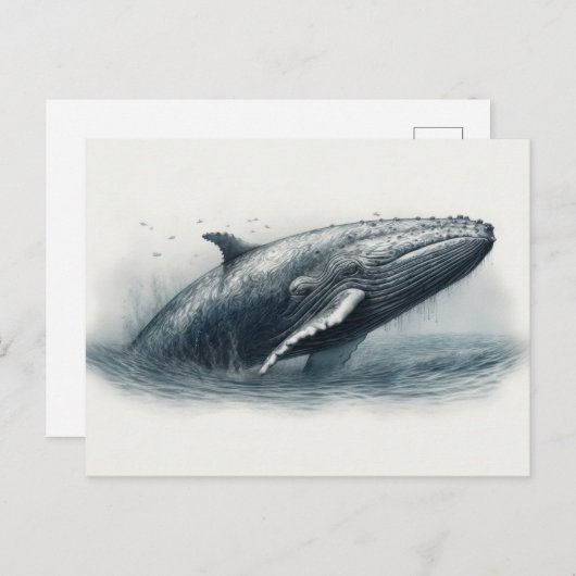 Walvis die uit de oceaan springt illustratie briefkaart (Voorkant / Achterkant)