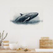 Walvis die uit de oceaan springt illustratie poster (Keuken)