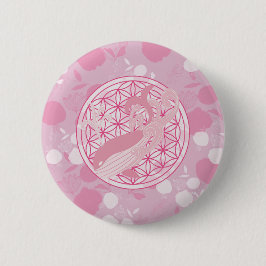 walvis,dier totem,zen,chakra,bloem des levens ronde button 5,7 cm