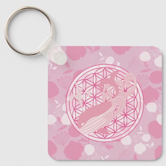 walvis, dierlijk totem,zen,chakra,levensbloem sleutelhanger (Voorkant)