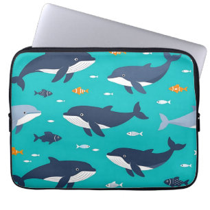 Walvis Dolfijnen Patroon Oceaan Laptop Sleeve