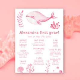 Walvis eerste verjaardag mijlpaal verjaardag poster