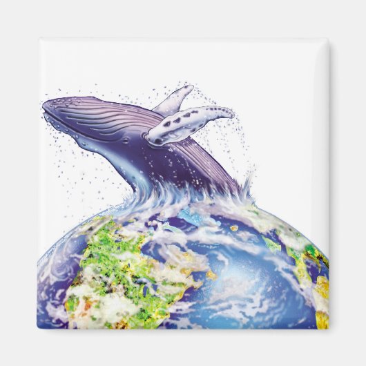 walvis en aardontwerp magneet (Voorkant)