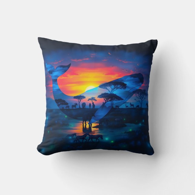 Walvis en Afrikaanse wilde dieren Sunset Double Ex Kussen (Voorkant)