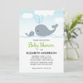 walvis en Baby walvis, uitnodiging tot Baby shower (Staand voorkant)