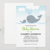 walvis en Baby walvis, uitnodiging tot Baby shower (Voorkant / Achterkant)
