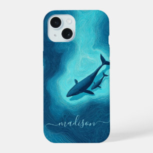 Walvis en babykalfocean kunst iPhone hoesje 15 Case