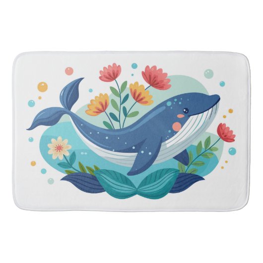 Walvis En Bloemen Mat (Voorkant)