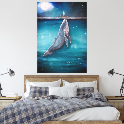 walvis en boot canvas afdruk (Insitu (Slaapkamer))