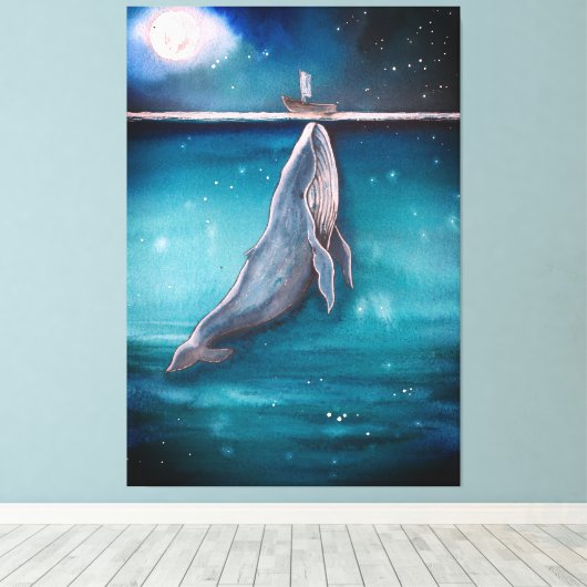 walvis en boot canvas afdruk (Insitu (Houten vloer))