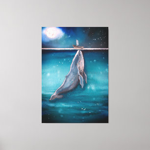 walvis en boot canvas afdruk