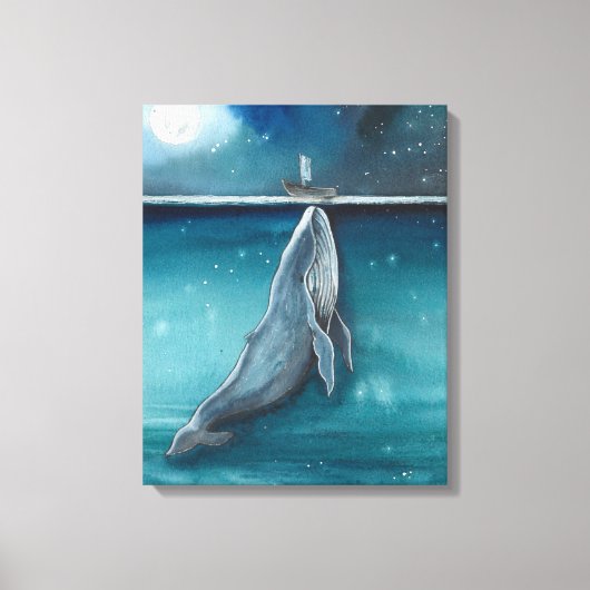 walvis en boot canvas afdruk (Voorkant)