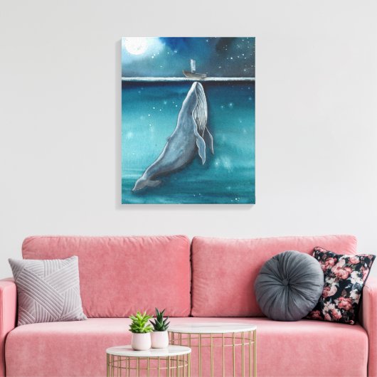 walvis en boot canvas afdruk (Insitu (Woonkamer))