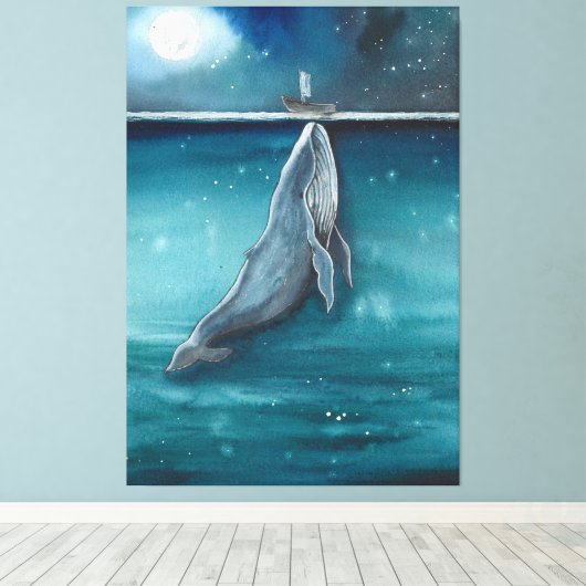 walvis en boot canvas afdruk (Insitu (Houten vloer))
