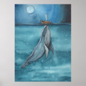 walvis en boot poster (Voorkant)