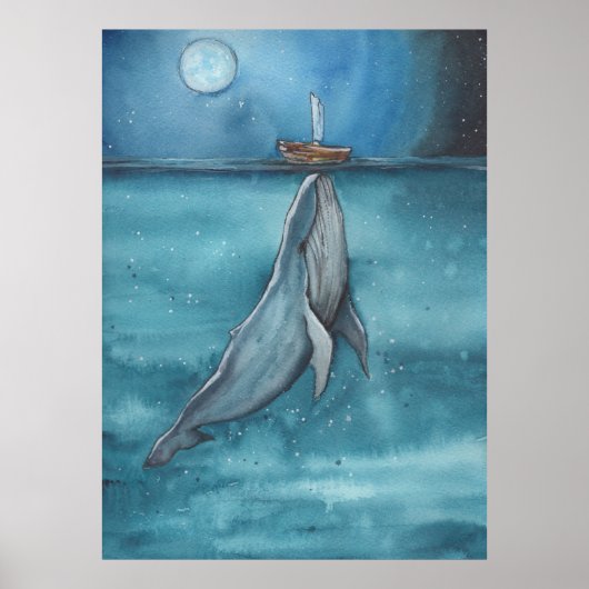 walvis en boot poster (Voorkant)