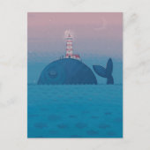 Walvis en een vuurtoren. briefkaart (Voorkant)