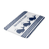 Walvis en golven Blauw en Wit Custom Badmat (Gekanteld)