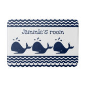 Walvis en golven Blauw en Wit Custom Badmat (Voorkant)