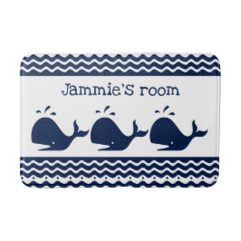 Walvis en golven Blauw en Wit Custom Badmat