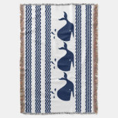 Walvis en golven Blauw en Wit Custom Deken (Voorkant Verticaal)