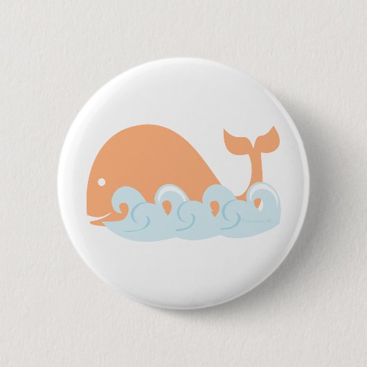 walvis en golven ronde button 5,7 cm (Voorkant)