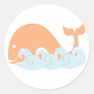 walvis en golven ronde sticker