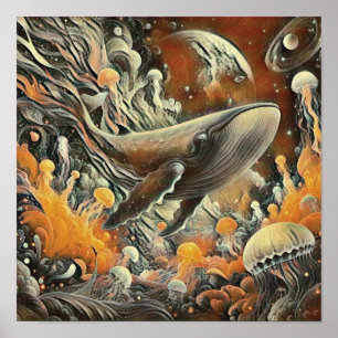 Walvis- en kwal kunstprint poster