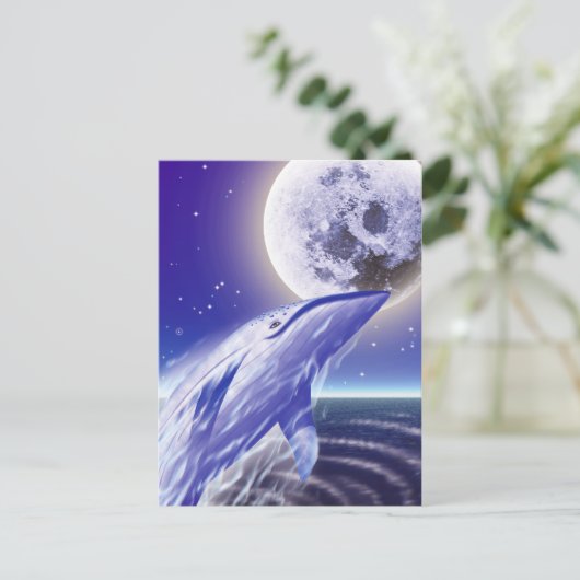 walvis en maan briefkaart (Staand voorkant)