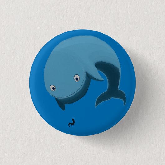 walvis en otter ronde button 3,2 cm (Voorkant)