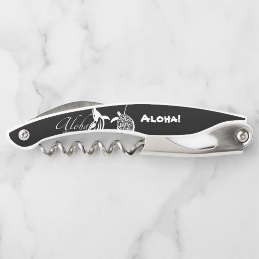 Walvis en schildpad op Hawaï Kurkentrekker (Achterkant)