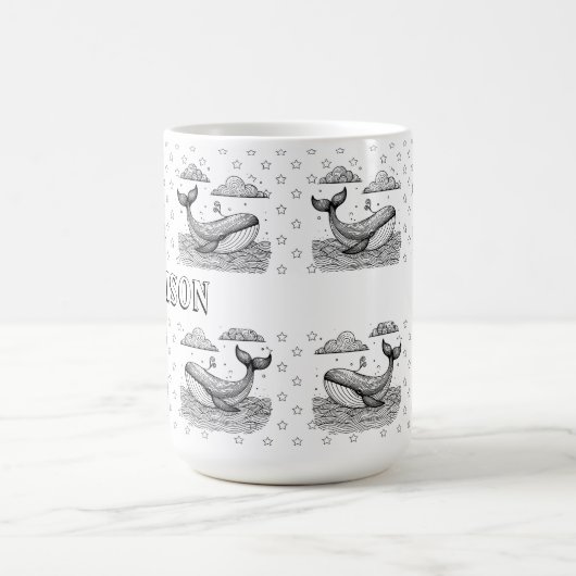 Walvis en Sterren Patroon Kinder Gepersonaliseerde Koffiemok (Center)