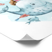 walvis en vuurtoren Magische Waterverf Poster (Hoek)