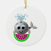 Walvis en watermeloen keramisch ornament (Voorkant)