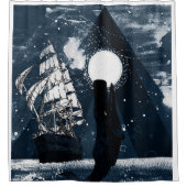 Walvis en zeilboot douchegordijn (Voorkant)