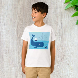 Walvis en zeilboot Oceaan Blauw Zee T-shirt