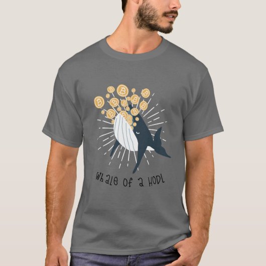 Walvis eten Bitcoins HODL grappig T-shirt (Voorkant)
