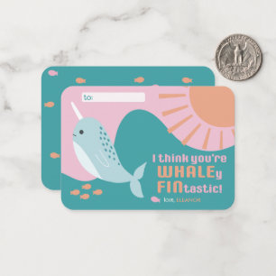 Walvis Finstastisch - Valentijnskaart voor de klas Notitiekaartje