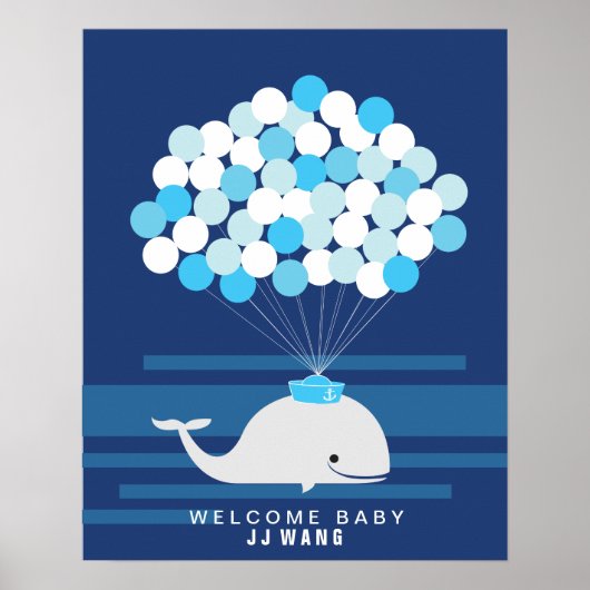 Walvis | Gastenboek voor babyshower Print (Voorkant)